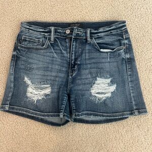 Judy Blue Dark Wash Distressed Jean Shorts